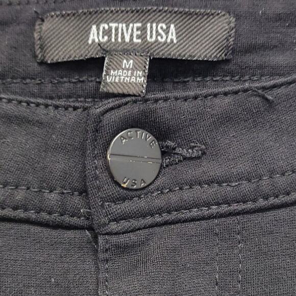 Active USA Womens Black Faux Pockets Medium Rayon Nylon Spandex Jeggings - Picture 4 of 4